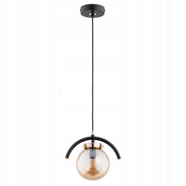 Závěsná lampa Korda černá zlatá skleněná koule E14 10W Alfa