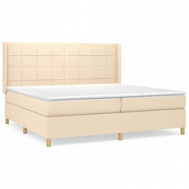 vidaXL Box spring postel s matrací krémová 200x200 cm textil