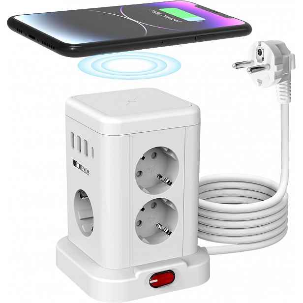 Elektrická stolní lišta se 7 zásuvkami Usb bílá