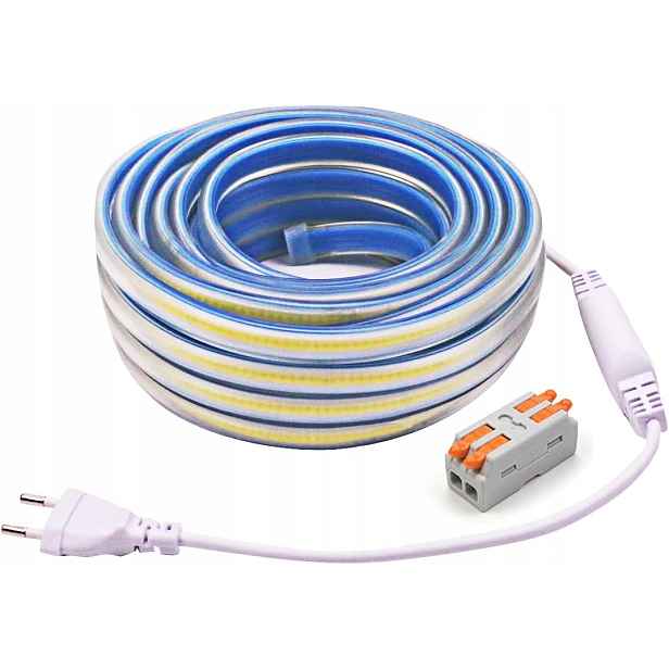 Led pásek Cob 230V 10 m pcning 4000K bílý vodotěsný IP67 se zástrčkou