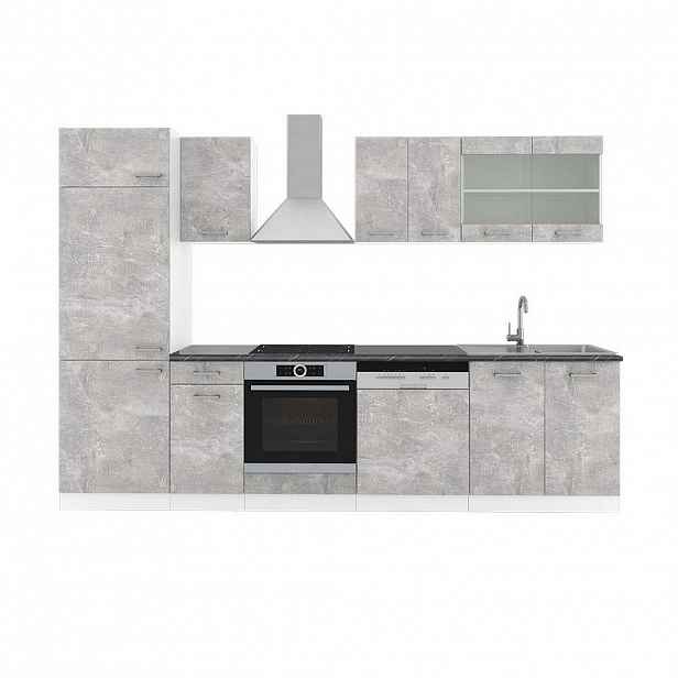 Vicco KUCHYŇSKÝ KOUT R-Line Beton/bílá 300 cm , PD Antracit