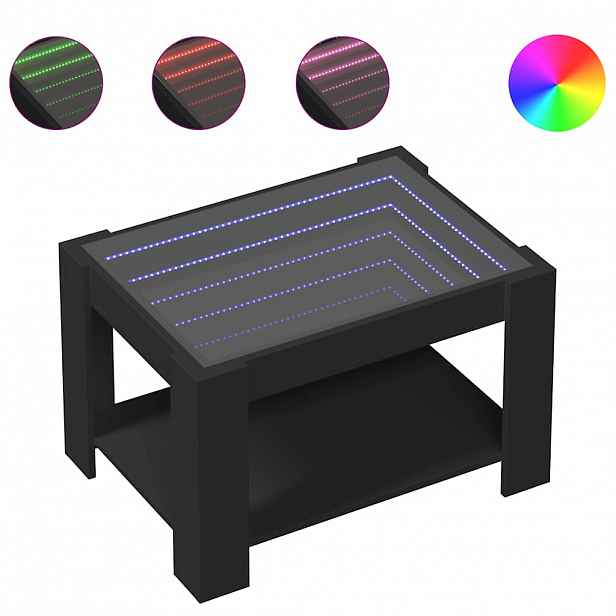 vidaXL Konferenční stolek s LED černý 73 x 53 x 45 cm kompozitní dřevo
