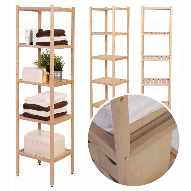 Koupelnová skříňka regál do koupelny dřevěný stojan do koupelny 152 cm Eko