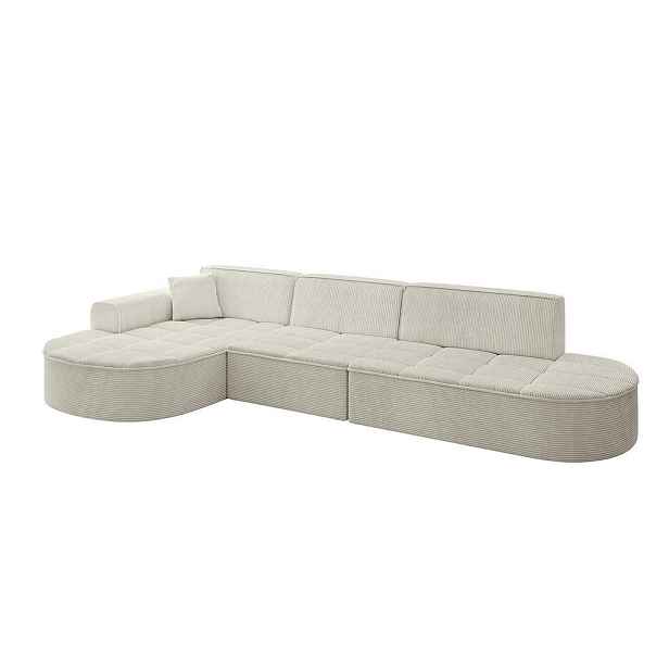ALTDECOR ROHOVÁ SEDAČKA s otomanem, levá TARO-L2 328x171x79,5 Krémová Manšestr