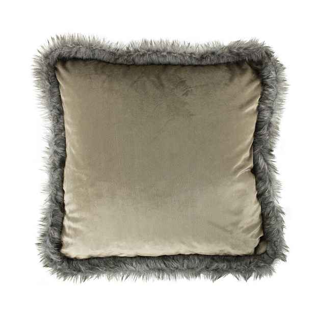 Bílo - zlatý sametový polštář lemovaný kožešinou Copp - 45*45*10cm Mars & More