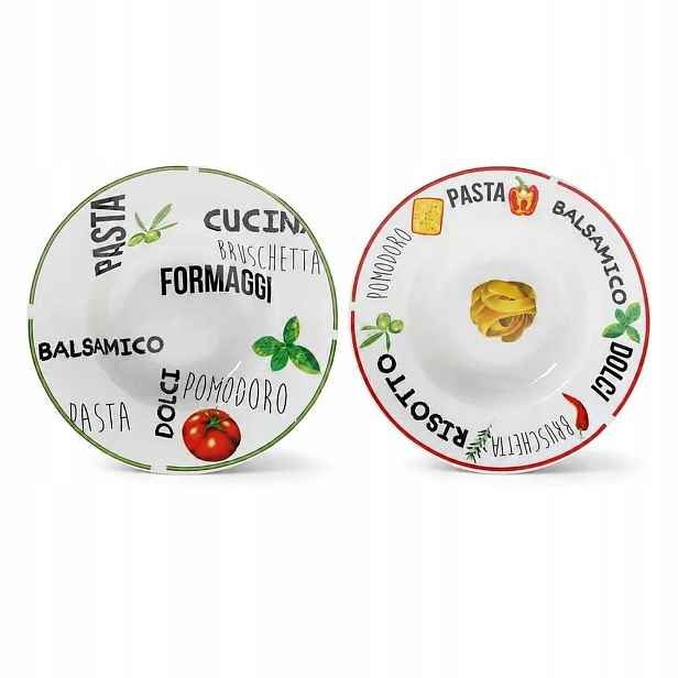 Sada hlubokých talířů na pastu 6 ks 24,5 cm Porcelán Barevné vzory