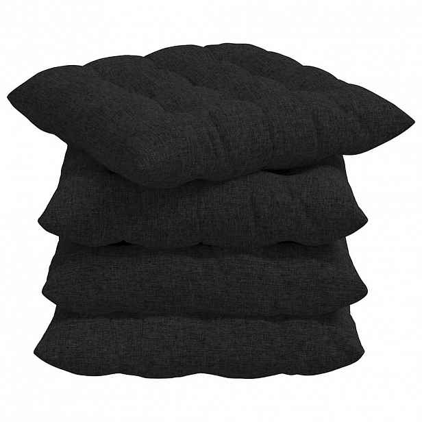 vidaXL Polštáře na sedadla 4 ks Textil Černá 40 x 40 x 6 cm