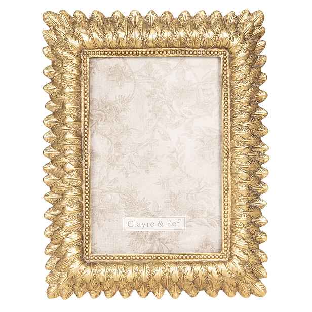 Zlatý fotorámeček s listy - 16*2*20 cm / 10*15 cm Clayre & Eef