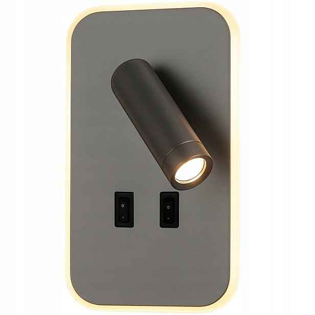 Nástěnné svítidlo, šedá Led lampa do obývacího pokoje a ložnice Doria