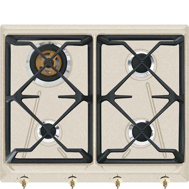 Smeg Plynová varná deska se 4 varnými zónami, 60 cm, SRV864, světle krémová SRV864AVOGH2