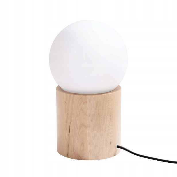 Sollux Stolní lampa noční skandinávská dřevěná kulatá přírodní dřevo