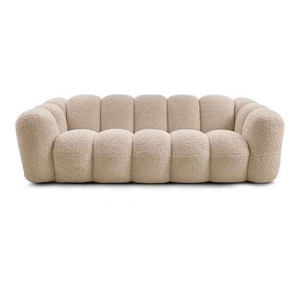 Světle hnědá pohovka z textilie bouclé 232 cm Hippolyte – Bobochic Paris