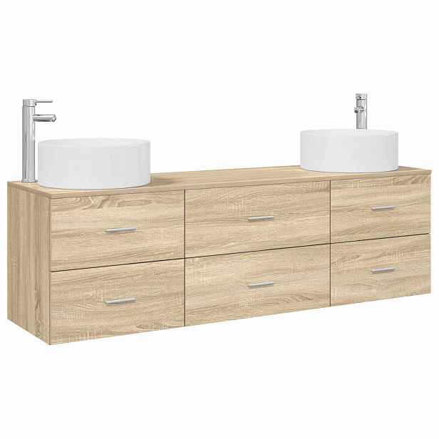 vidaXL Sada koupelnového nábytku 3 ks Dub sonoma 161,5 x 44,5 x 80 cm
