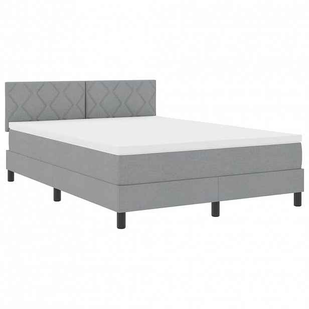 vidaXL Postel s boxspringem s čelo Světle šedá 160 x 200 cm textil