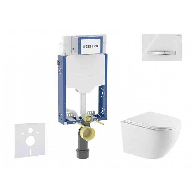 Geberit Kombifix - Set předstěnové instalace, klozetu Oudee a sedátka softclose, tlačítko Sigma50, chrom/alpská bílá SANI15CA3156