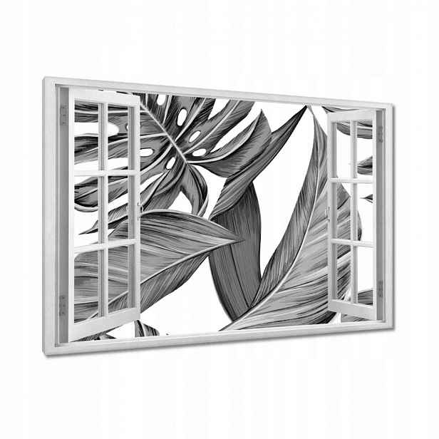 Obrazy 90x60 Monstera v šedé barvě
