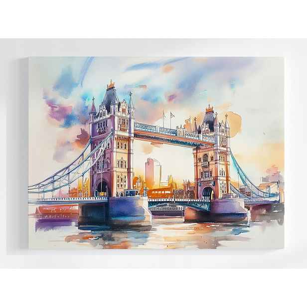 Plakát Akvarel Londýn Most Tamiza Tower Bridge 100x75
