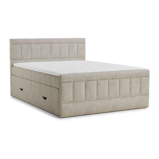 Béžová boxspring postel s úložným prostorem 200x200 cm Caya – Maison de Rêve