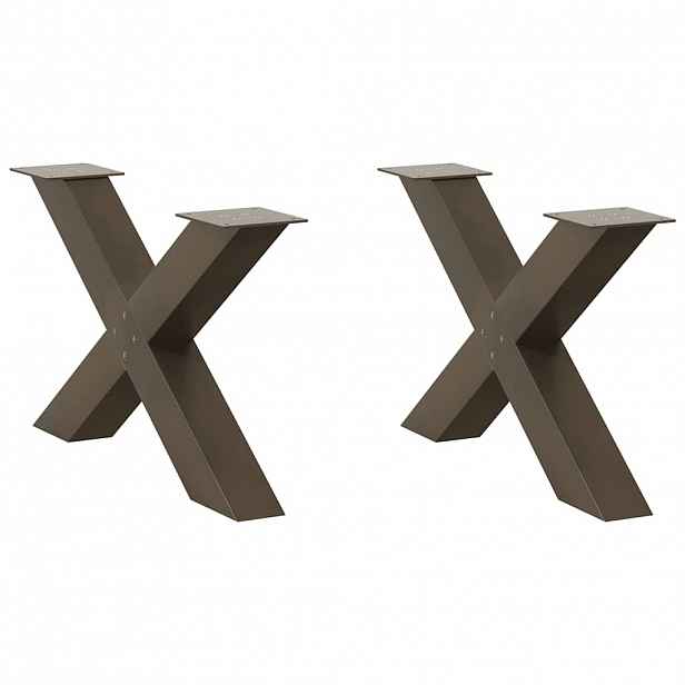 vidaXL Nohy konferenčního stolku ve tvaru X, 2 ks, přírodní ocel, 70 x (42-43) cm, ocel