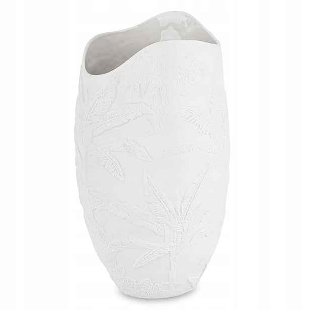 Elegantní bílá porcelánová váza zdobená 36 cm vysokým obalem flakonu