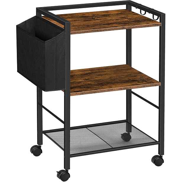 Pojízdný kancelářský regál Vasagle Celest 52 cm hnědý/černý