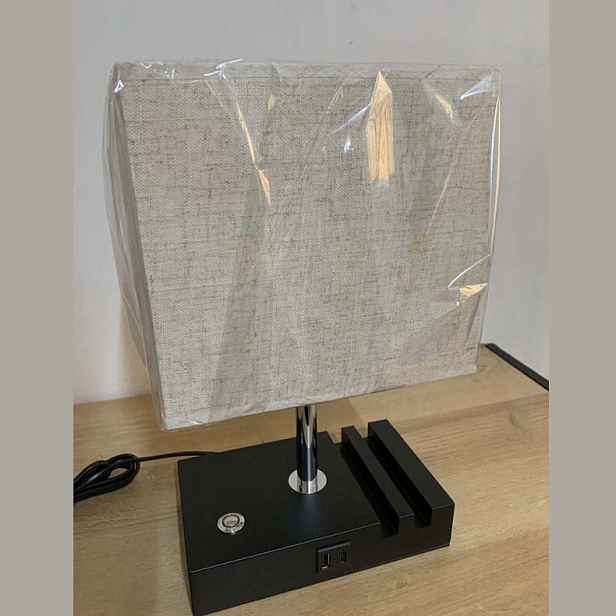 Stolní lampa Iluminize, béžová, obdélníkové stínidlo