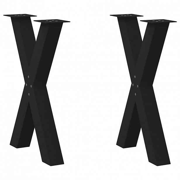 vidaXL Nohy k jídelnímu stolu ve tvaru X, 2 ks, černé, 50 x (72-73) cm, ocel
