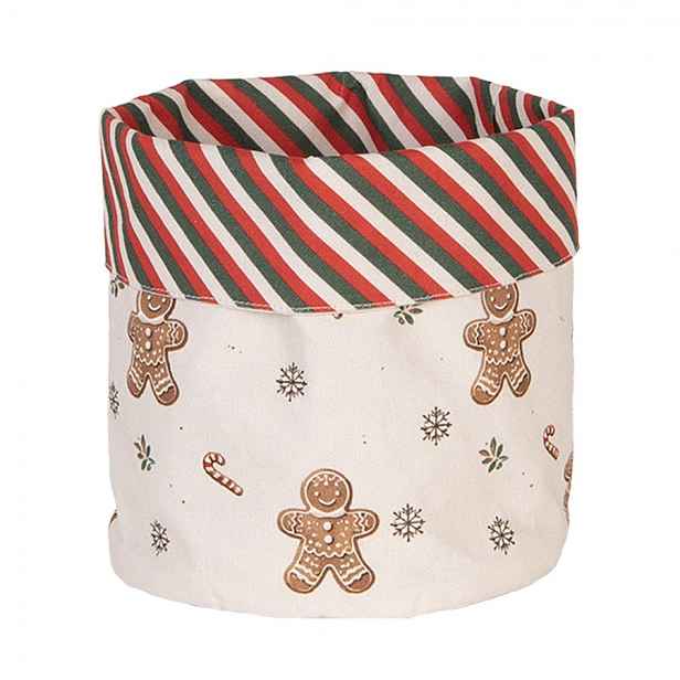 Béžový bavlněný košík na pečivo s perníčky Gingerbread Magic - Ø 15*16 cm Clayre & Eef
