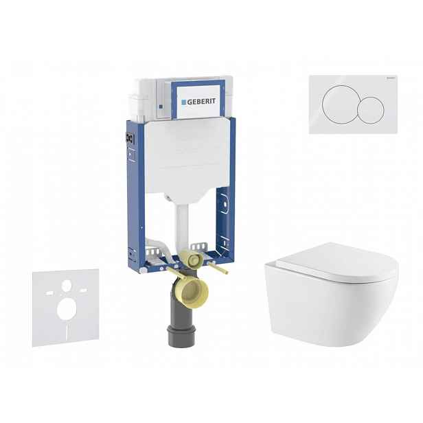 Geberit Kombifix - Set předstěnové instalace, klozetu Oudee a sedátka softclose, tlačítko Sigma01, alpská bílá SANI15CA3158
