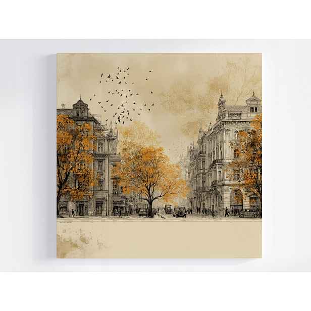 Obraz Na Plátně Canvas Vintage Staré Město Podzim Retro Sepia 50x50