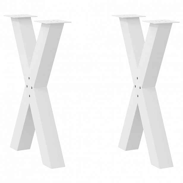 vidaXL Nohy k jídelnímu stolu ve tvaru X, 2 ks, bílé, 50 x (72-73) cm, ocel