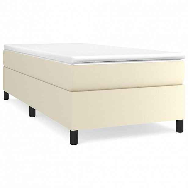vidaXL Box spring postel s matrací krémová 90x190 cm umělá kůže