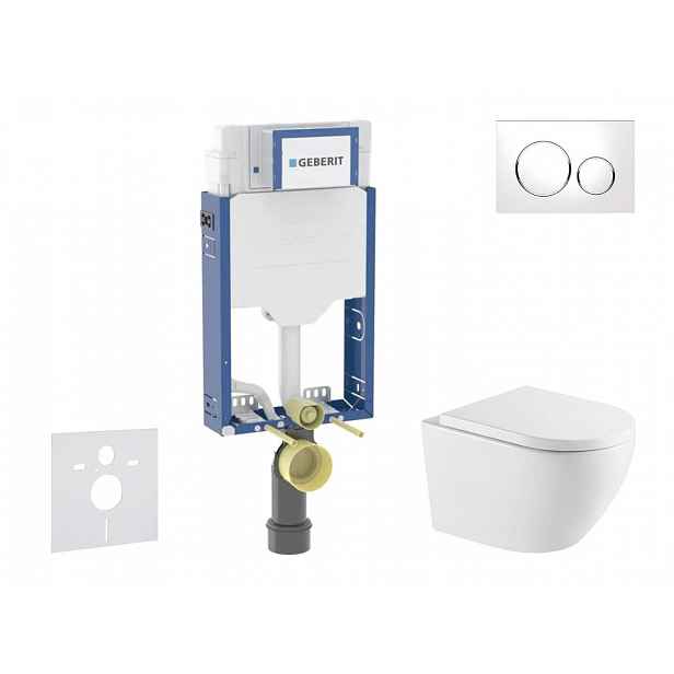 Geberit Kombifix - Set předstěnové instalace, klozetu Oudee a sedátka softclose, tlačítko Sigma20, bílá/chrom SANI15CA3159