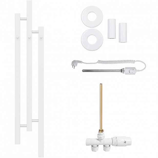 Koupelnový radiátorový set Fabiano - kombinované vytápění, termo tyč - boční jednobodové připojení - 300W - bílá lesklá - 1200x220 mm