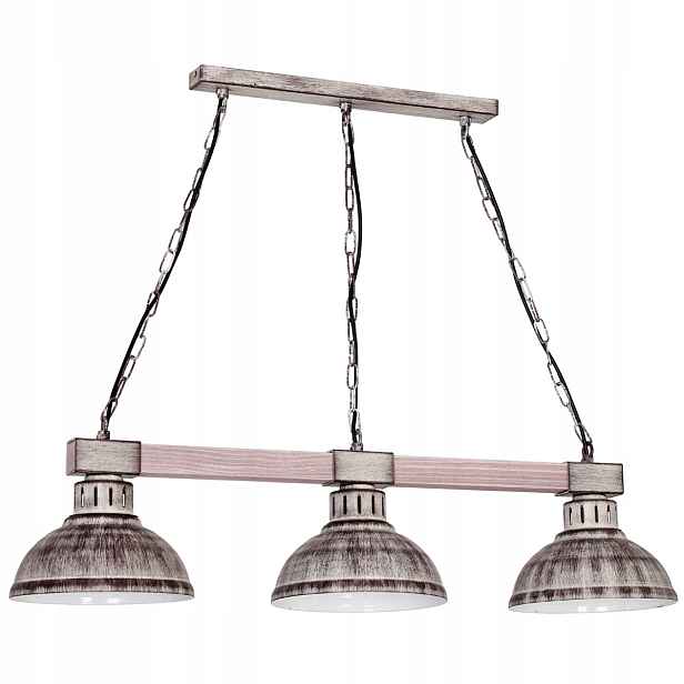 Luminex Závěsná lampa Loft Hakon Šedá 3 Stínidla Dřevo 3xE27 15W