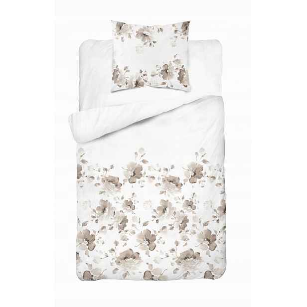 Povlečení 140x200 Béžově hnědé květy Home Satin