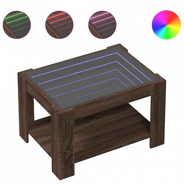 vidaXL Konferenční stolek s LED hnědý dub 73x53x45 cm kompozitní dřevo