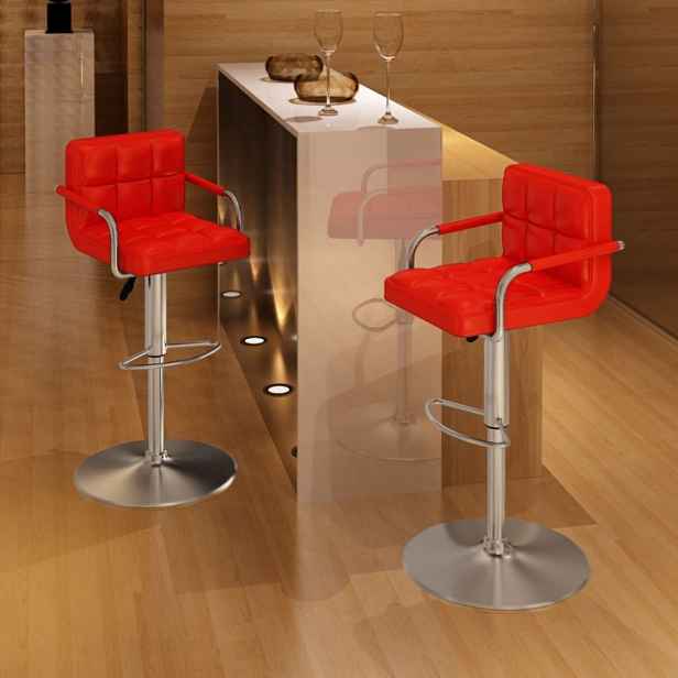 Barová židle 2 ks umělá kůže / chrom Červená
