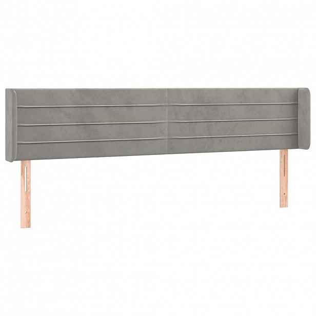 vidaXL Čelo postele typu ušák světle šedé 183x16x78/88 cm samet