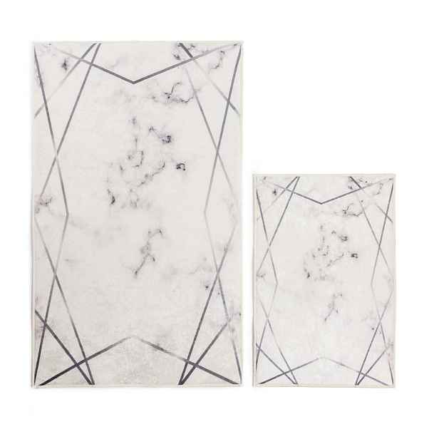 Bílo-šedé koupelnové předložky v sadě 2 ks 60x100 cm Geometric – Mila Home