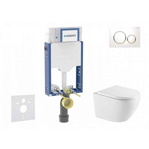 Geberit Kombifix - Set předstěnové instalace, klozetu Oudee a sedátka softclose, tlačítko Sigma20, bílá/pozlacená SANI15CA3160