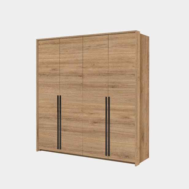MASSENO ŠATNÍ SKŘÍŇ S OTOČNÝMI DVEŘMI AZIR, 205/217/65 cm 4dveřová, dekor dub