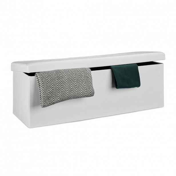 Relaxdays LAVICE Bílá skládací úložný prostor lněná 114 cm