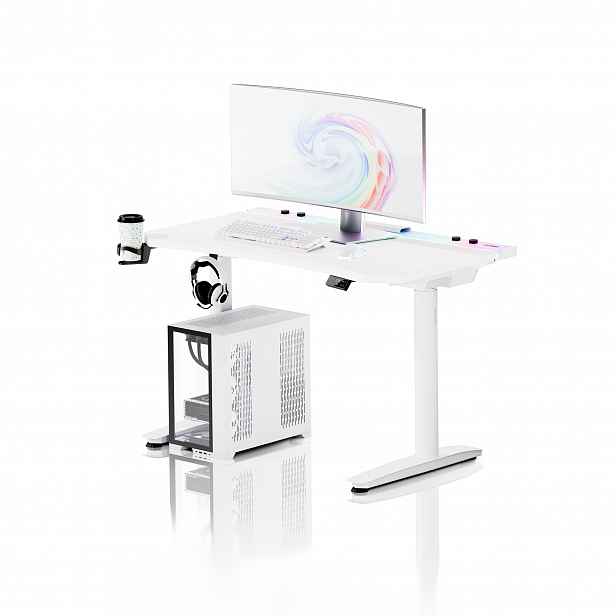 Elektrický herní stůl RGB s držáky, bílý, 120 cm: Diablo X-Forge 1200