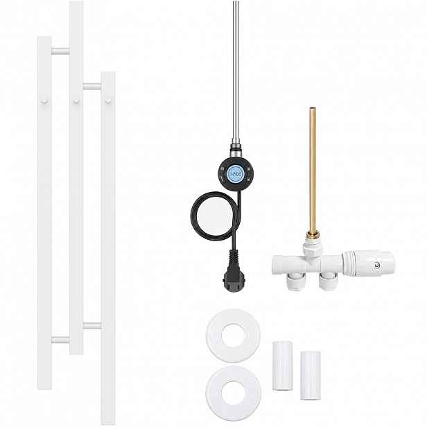 Koupelnový radiátorový set Fabiano - kombinované vytápění, wifi tyč - boční jednobodové připojení - 300W - bílá lesklá - 1200x220 mm