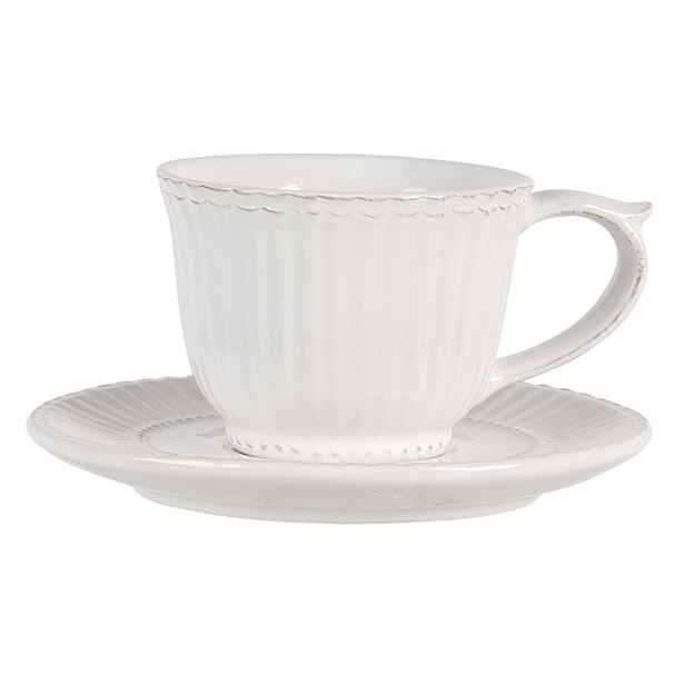 Krémový šálek s podšálkem Pure Line - Ø 15*8 cm / 0.12L Clayre & Eef