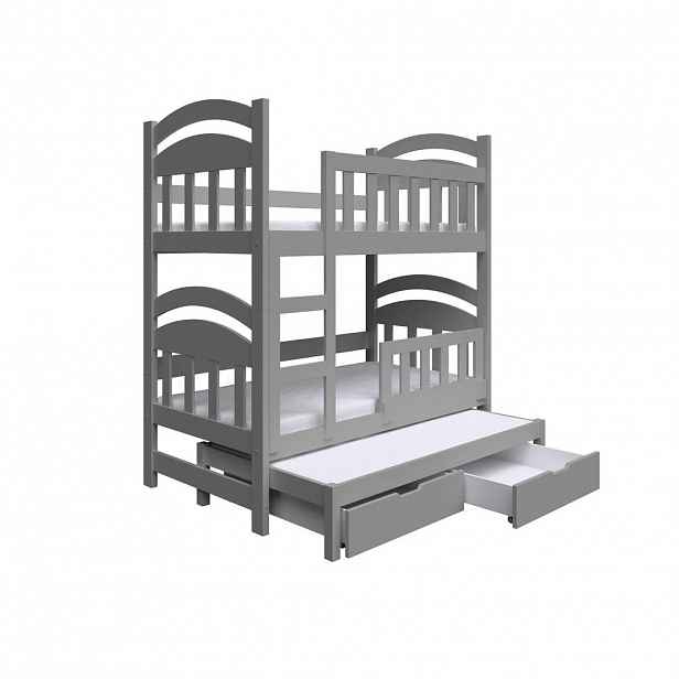 MASSENO VYSOKÁ Postel DUMBO 75x160 s úložným prostorem, Šedá
