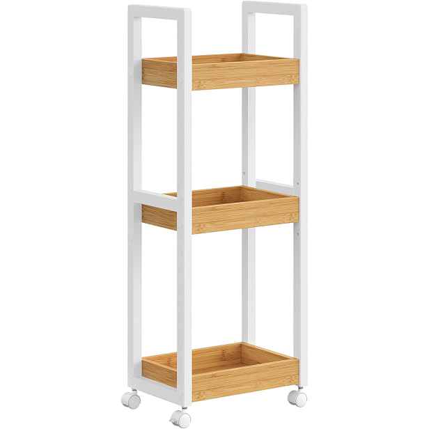 SONGMICS Pojízdný koupelnový regál Apora bílý/hnědý