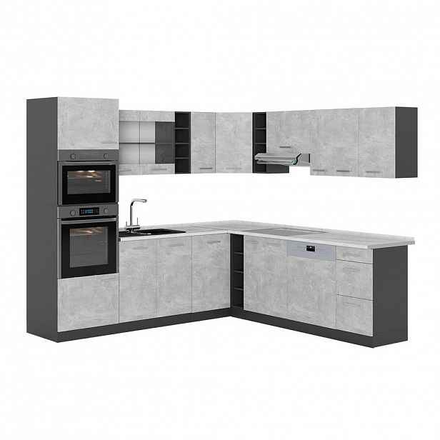 Vicco ROHOVÁ KUCHYŇ R-Line, Beton/Antracit, 247 x 237 cm, PD Mramor