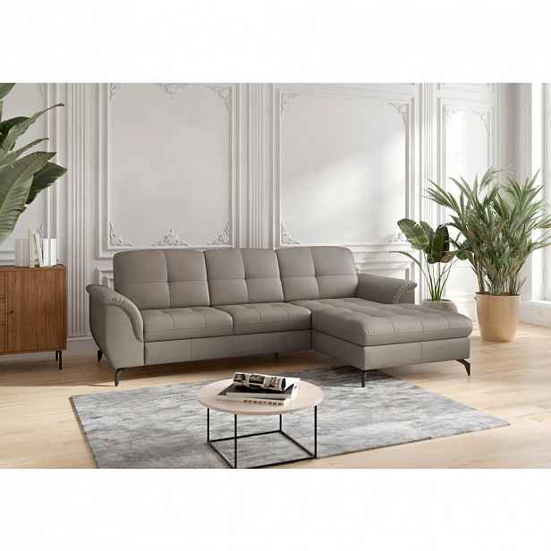 Sit & More ROHOVÁ SEDAČKA, textil, kůže, šedá
